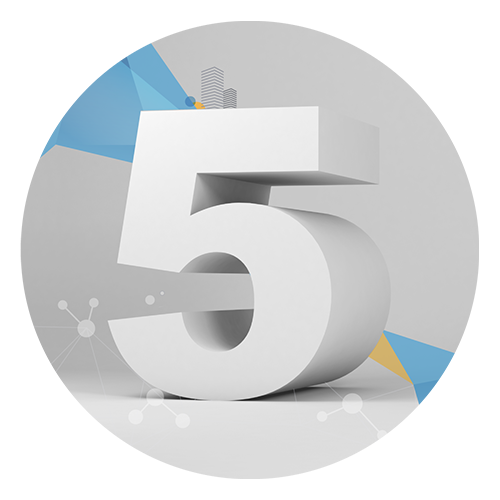 Circular infographic. A number 5