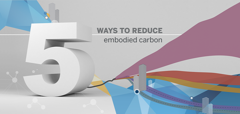 A number 5 with graphs illustrating greenhouse gas emmision scenarios